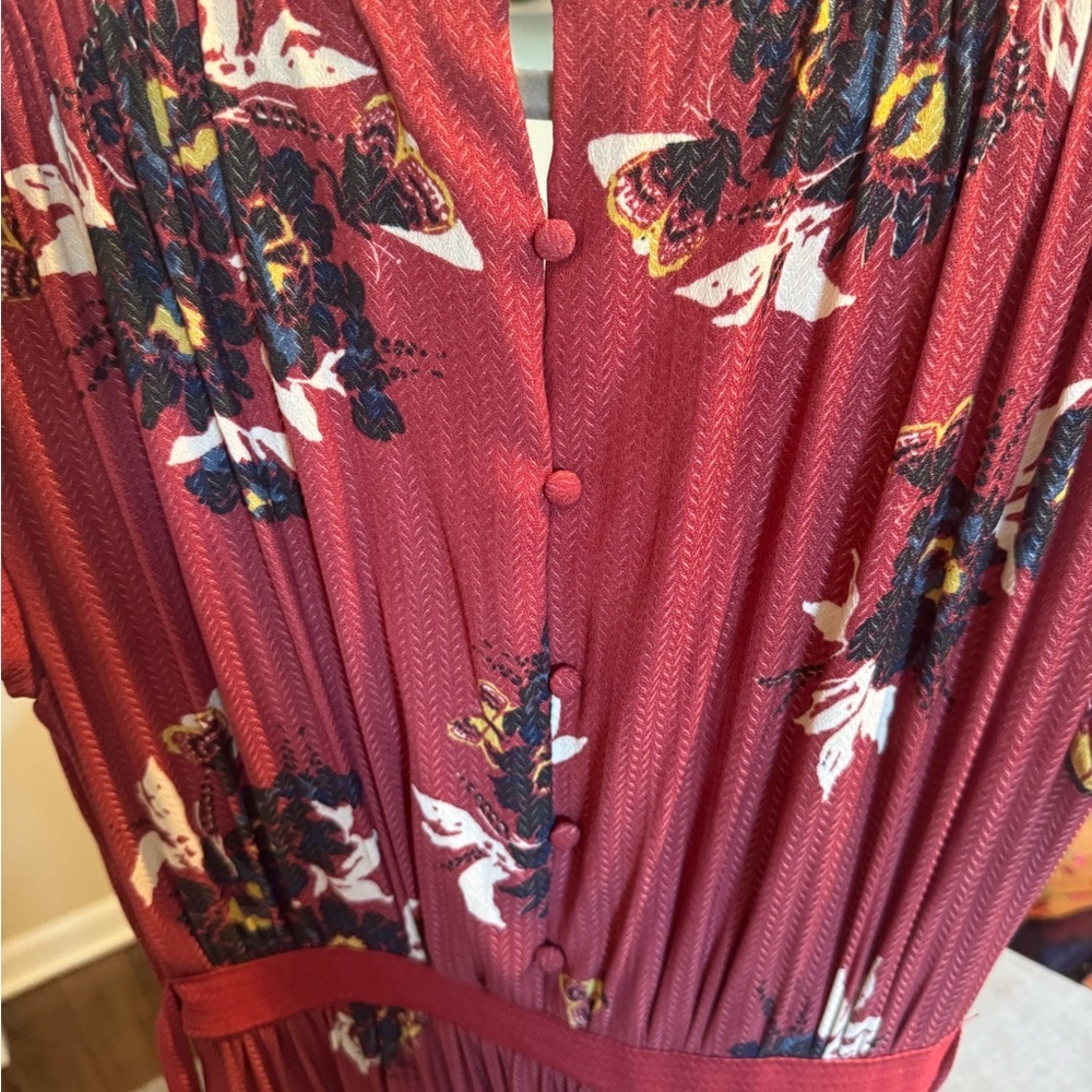 Free People All I Got Floral Maxi Dress Size 8 Red Boho Wrap Style Flowy Festiva - Picture 8 of 9